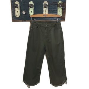 Thursdays Army Green Raw Edge Capri Cropped Jean Pants Size Large